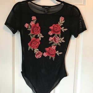 Mesh floral body suit